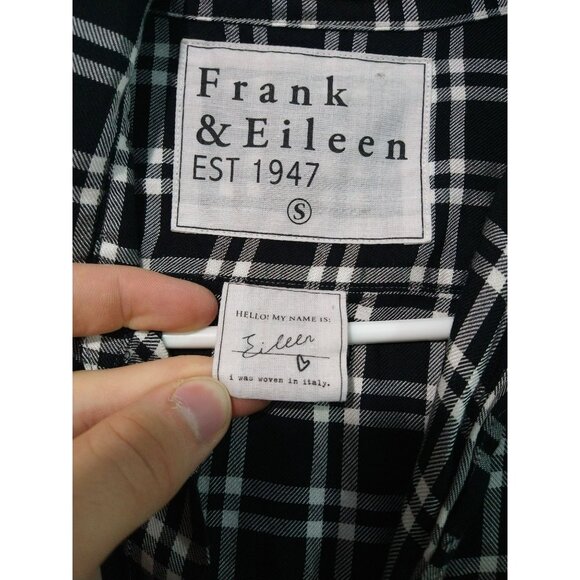 Frank Eileen Shirt Womens Small Black Plaid Button Up Long Sleeve Top Modal - Picture 5 of 8
